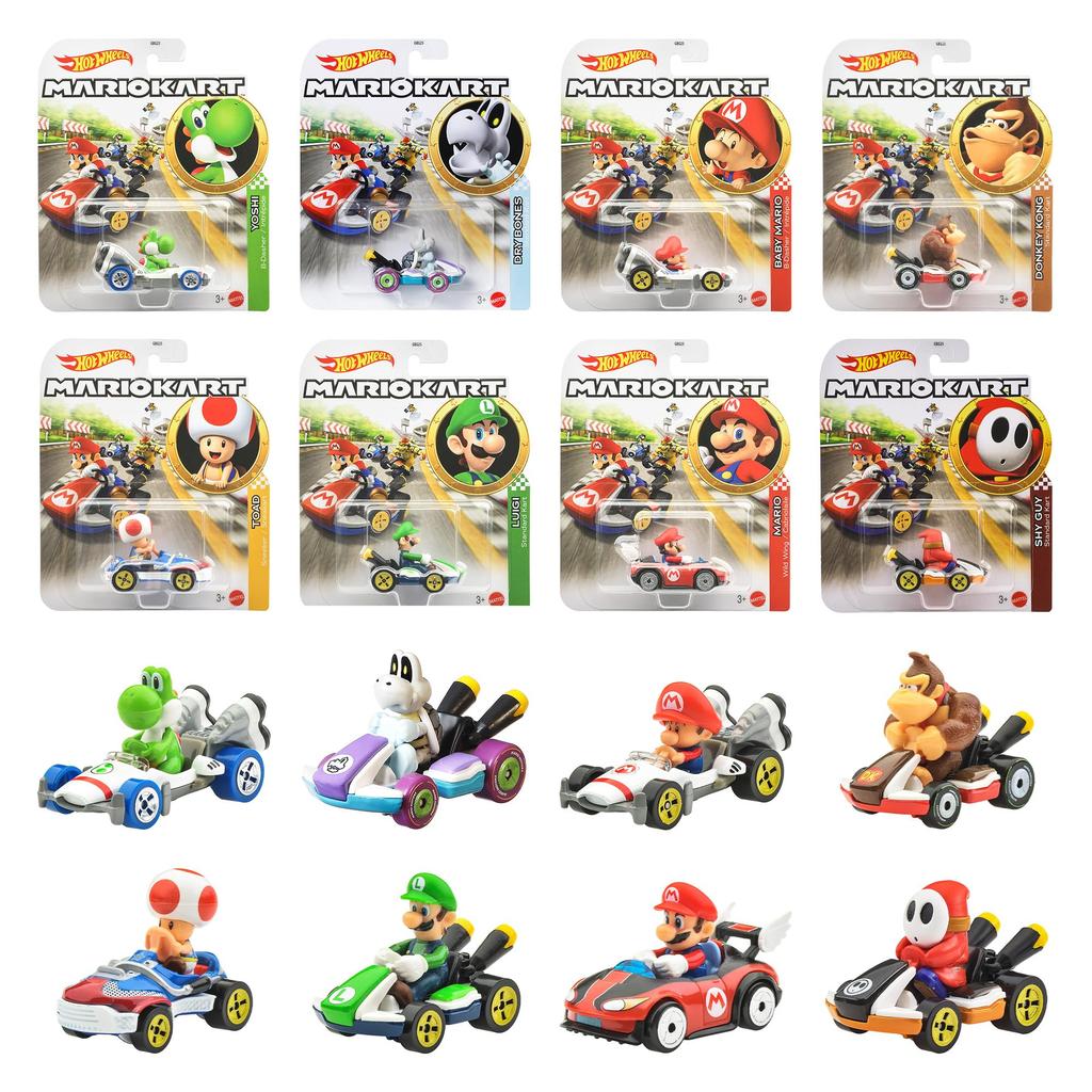 Hot Wheels Mario Kart Ассорти Мини-машинок Игрушки, Машинки, Коробка на 8 машинок, 3+, Многоцелевое, GBG25-988B