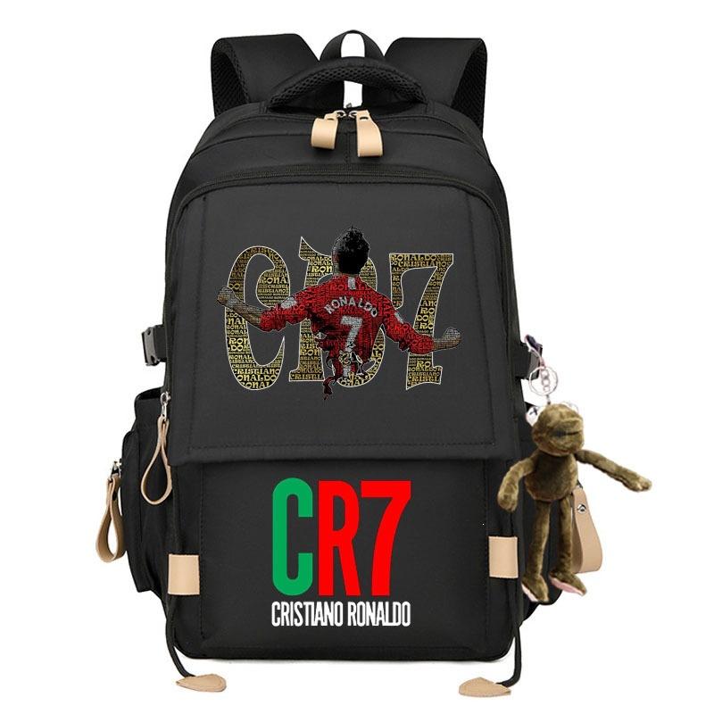 Cartoon Backpack Soccer Star Ronaldo Bookbag Boys Girls Middle School College Student Campus Daypack