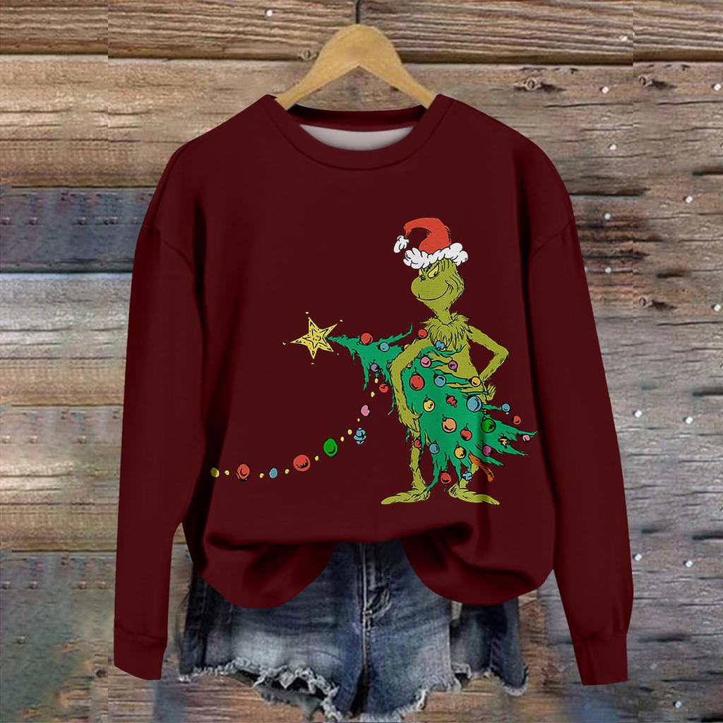 Women's Casual Round Neck Long Sleeve Valentine's Day Printed Pullover Top