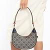 Tory Burch T Monogram Logo Print Zipper Closure Leather Crescent Bag Women Handbags Navy-Blue 158513-405