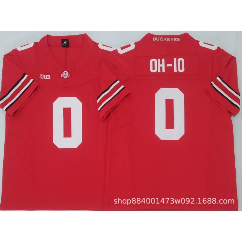 Mens Ohio State Buckeyes Rugby Jersey Training Shirt Cotton Blend Embroidered Football Uniform College Team Practice