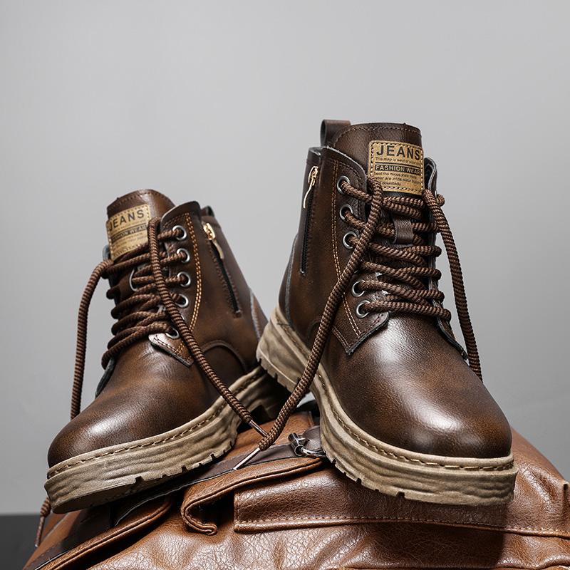 Роскошные мужские ботильоны, ретро-британские высокие мужские ботинки, модная высококачественная кожаная обувь 2024 года, новые мужские мотоциклетные ботинки для активного отдыха