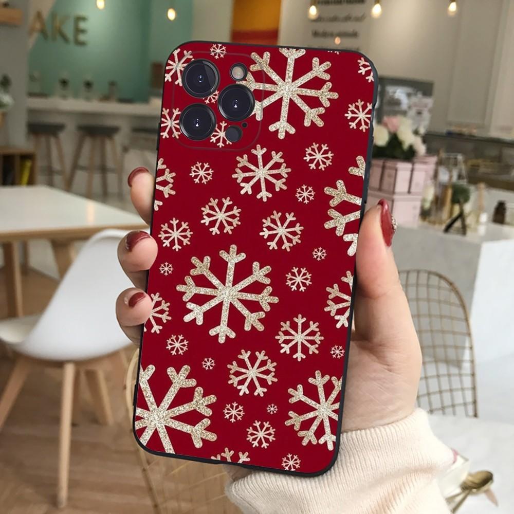 Merry Christmas Snowflake Phone Case Silicone Soft for iphone 16 15 14 13 12 11 Pro Mini XS MAX Plus X Cover