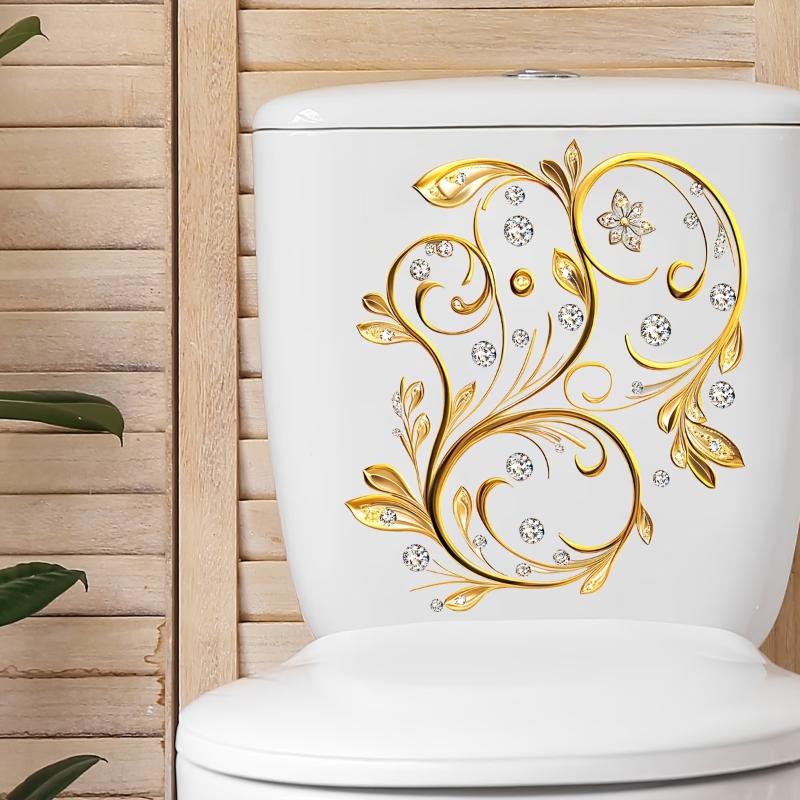 Flower Pattern Toilet Sticker Delicate Floral Design Lid Decal Waterproof Removable for Commercial Restroom Home Decor