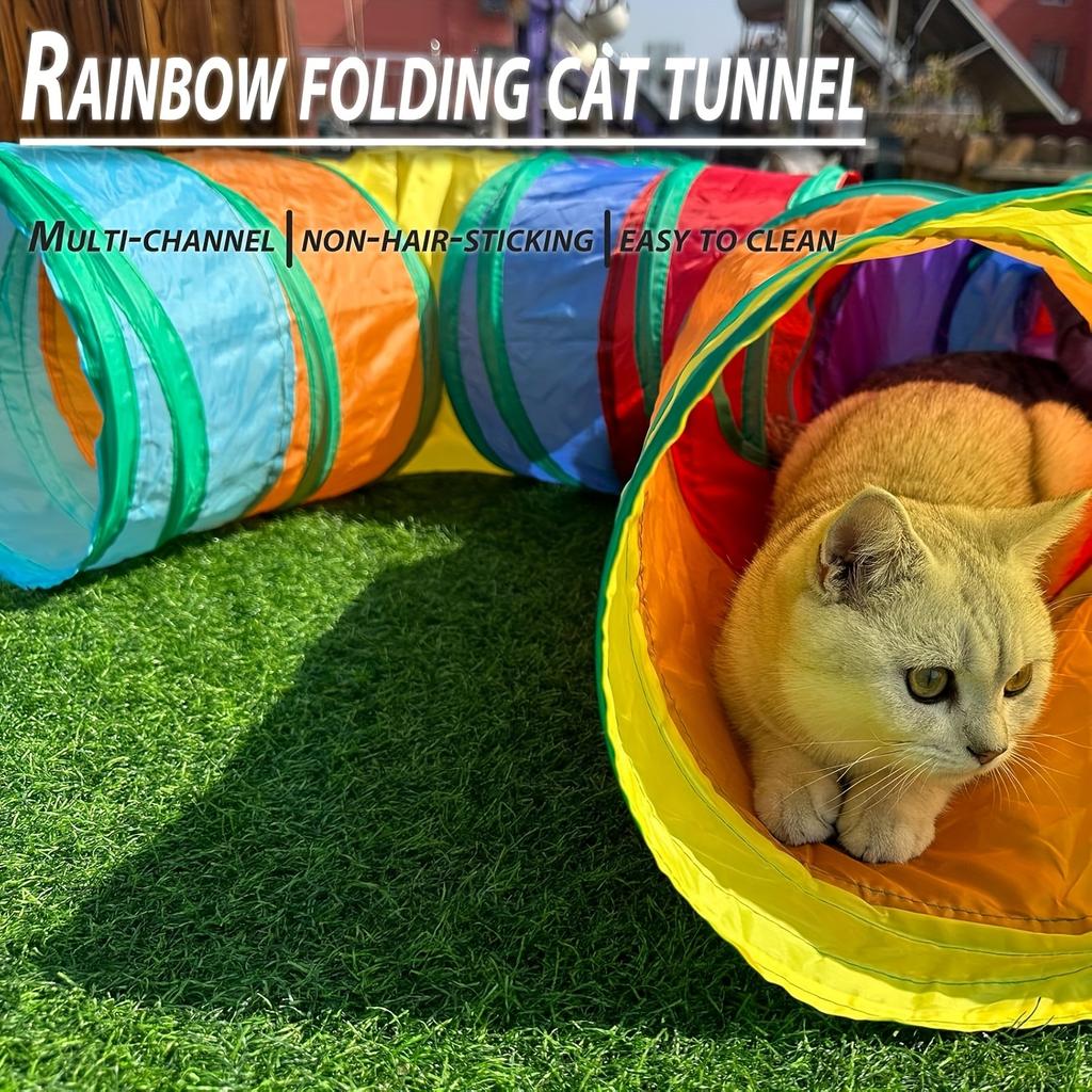 Складной S-образный кошачий туннель - Интерактивная игровая труба с сумкой для хранения, Многоцветный дизайн для кошек, маленьких собак, хорьков и кроликов, Игрушка-туннель для кошек