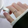 Серебристые полые кольца в виде пятиконечной звезды для женщин, корейский стиль, открывающиеся, регулируемые кольца на палец, инкрустированные цирконами, свадебные украшения