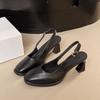Мода Высокие каблуки Женские сандалии Квадратный носок Туфли с пряжкой Fad Обувь с ремешком на пятке 2025 Лето Новинка Бренд Массивный Неглубокий