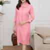 Женское повседневное летнее платье с рукавами 3/4 и отложным воротником