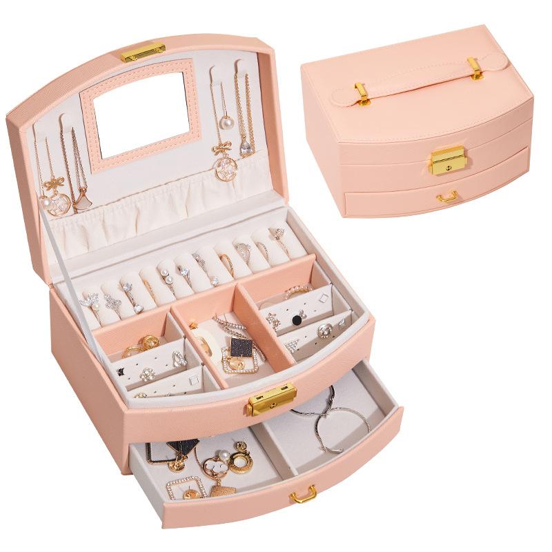 Double-layer Jewelry Storage Box Large Capacity Drawer Type Jewelry Box Creative Earring Jewelry Storage Box