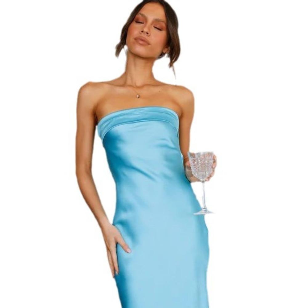 Весенне-летнее новое стильное элегантное женское атласное платье с открытой спиной и топом с принтом