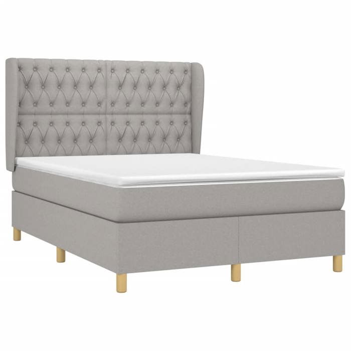 3128757 vidaXL Divan Bed with Mattress Light Grey 140x190cm Fabric