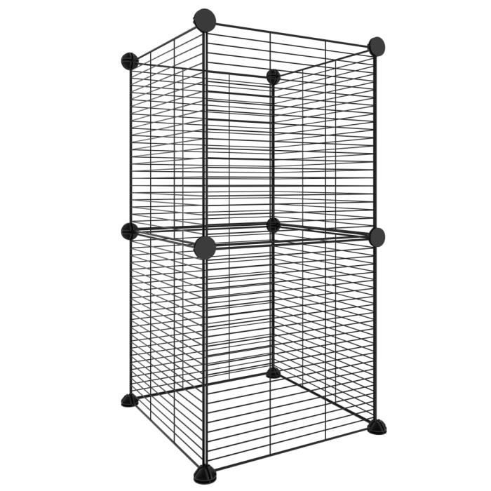 3114034 vidaXL Pet Cage 8 Panels Black 35x35 Cm Steel