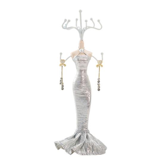 Mini Manikin Jewelry Stand Lady Mannequin Jewelry Organizer with 8 Hooks 2 Tier Necklace Bracelet Earring Ring Holder Display Stand