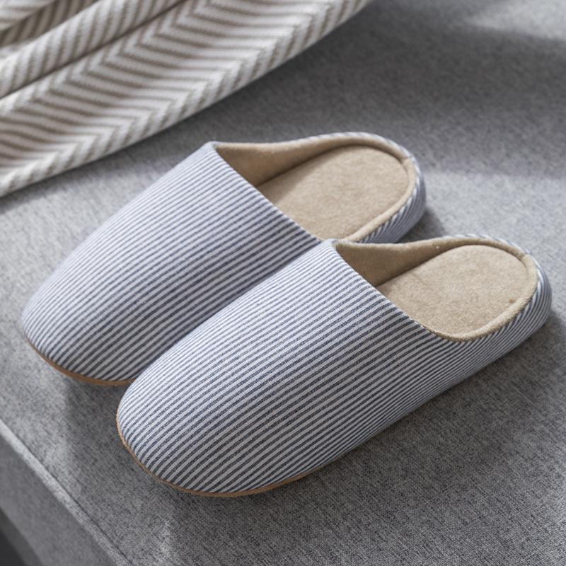 Домашние бесшумные тапочки в японском стиле, нескользящие домашние тапочки в клетку для пар, офисные тапочки для пар на четыре сезона для женщин