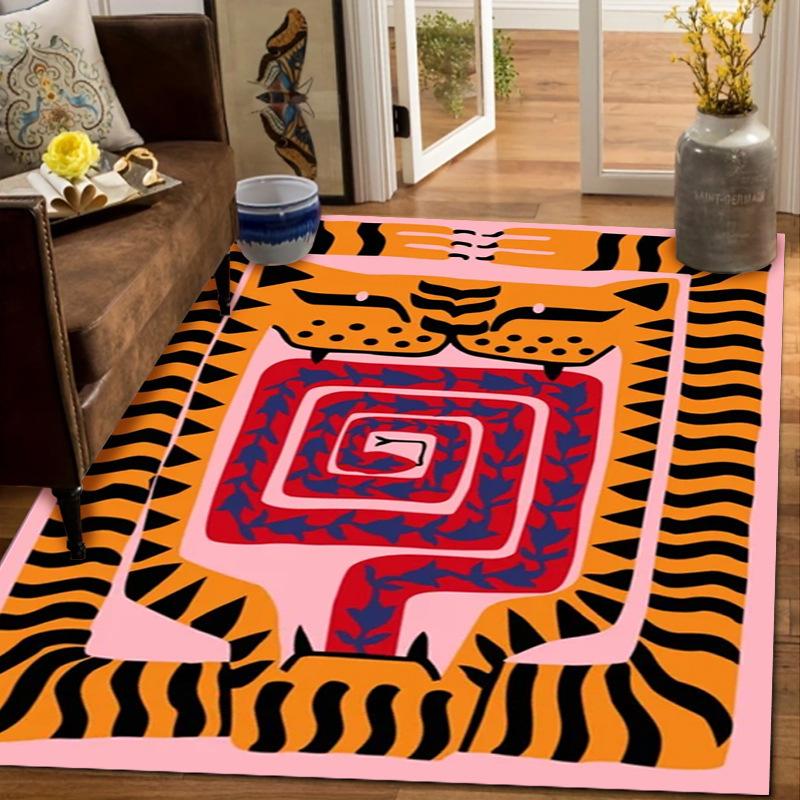 American Style Retro Animal Living Room Carpet Soft Room Decoration Aesthetic Bedroom Rug Easy Clean Foldable Cloakroom Mat