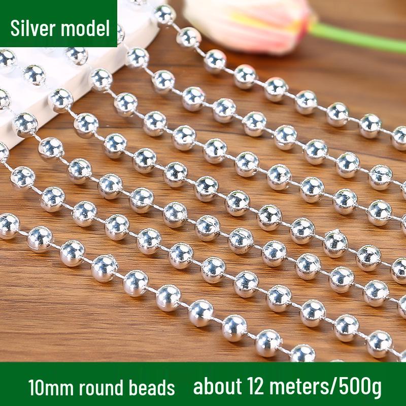 Gold & Silver Electroplated Bead String for DIY Christmas Tree Decorations