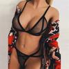 Womens Mesh Sheer Sexy Lingerie Sets See Through Bralette Bra Bustier Underwear + Panties Underwear Female