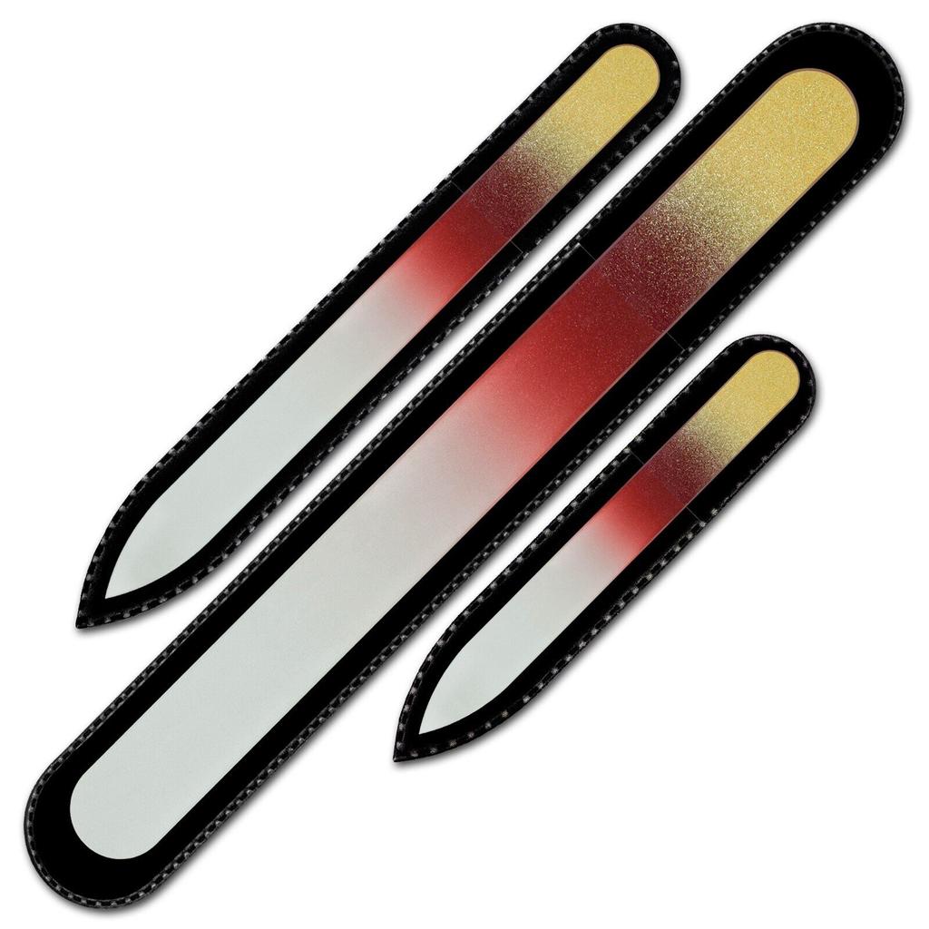 Set of 3 Rainbow Crystal Nail Files, Hand Made of Czech Tempered Glass R-BMS