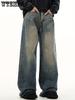Мужские модные свободные джинсы с широкими штанинами, повседневные уличные джинсовые брюки для повседневной носки, струящиеся брюки