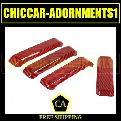 Red Carbon Fiber Interior Door Handle Cover Trim Decoration For Ford F150 15-20