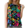 Женская мода, летняя майка с круглым вырезом, легкая майка без рукавов с принтом