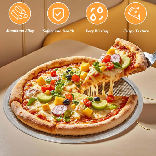 DECHOUS Сетка для пиццы, Сковорода для пиццы, Гриль для пиццы, 11-дюймовый алюминиевый сетчатый поднос для пиццы с отверстиями для дома, кухни и ресторана