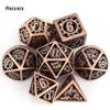7 Pcs Copper Wheel Gear Metal Dice Hollow Metal Polyhedral Dice Set Suitable for Role-Playing RPG Board Game Card Game