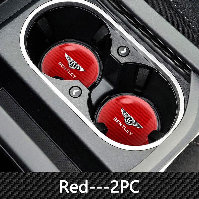 2PCS Carbon Fiber Car Interior Coaster Water Cup Pad Holder For Bentley Flying Spur Continental GT Bentayga Mulsanne Accessories