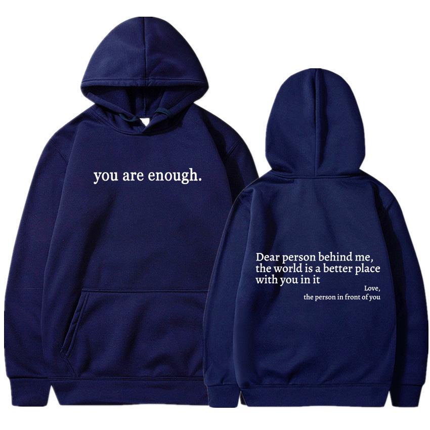 Women's Letter Print Hoodie with Kangaroo Pocket and Drawstring