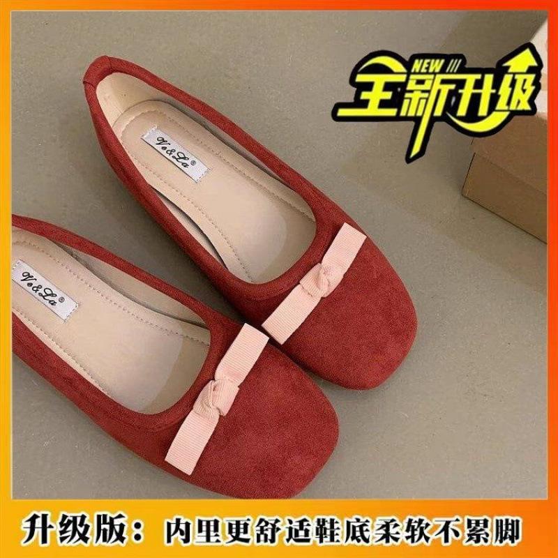 Корейская версия французских балеток с неглубоким бантом, женские летние туфли 2025 года, универсальные туфли с круглым носком и мягким носом