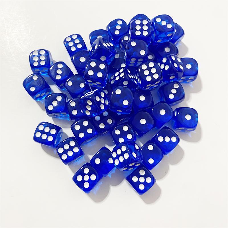 50pcs/Pack High Quality New 12mm Acrylic Transparent D6 Point Dice #12 Round Corner Boutique Dice