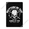 Rock Drummer Skull Drums Metal Sign Rusty Decoration Plaques Living Room Tin Sign Poster