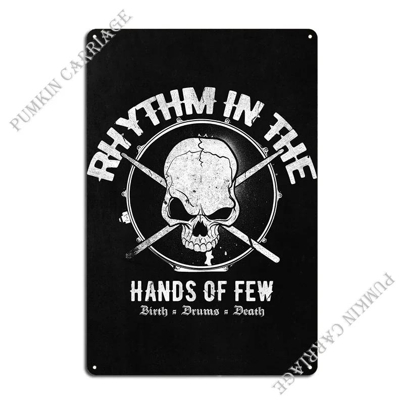 Rock Drummer Skull Drums Metal Sign Rusty Decoration Plaques Living Room Tin Sign Poster