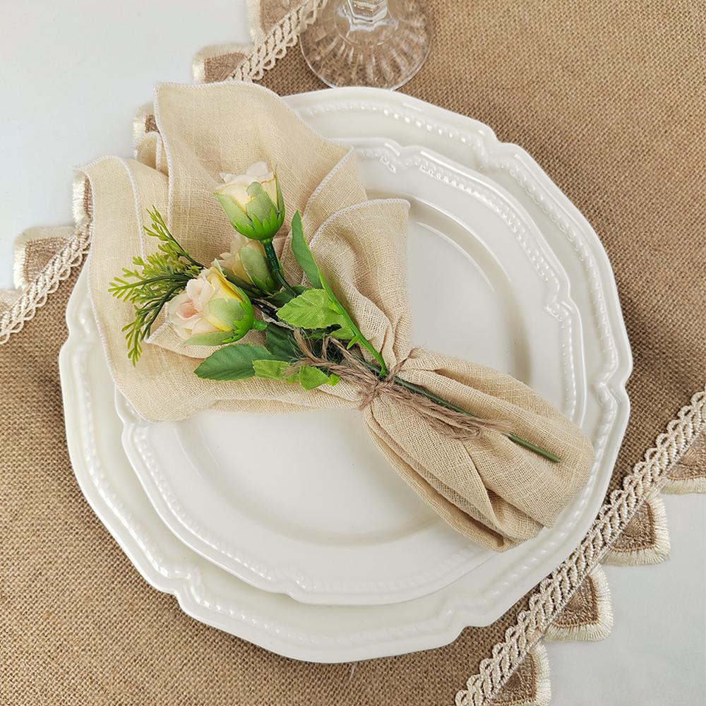 Set of 50 Gauze Cloth Napkins 40x40cm Sewn Edge 100% Cotton Fabric Crepe For Dinner Home Party Wedding Napkins Event Designing