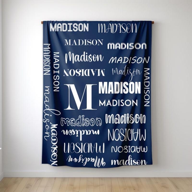 Одеяло с именем на заказ Мягкое детское одеяло Гипоаллергенное Персонализированное подарочное одеяло Кемпинг Сон Отдых Домашний декор Подарок на день рождения