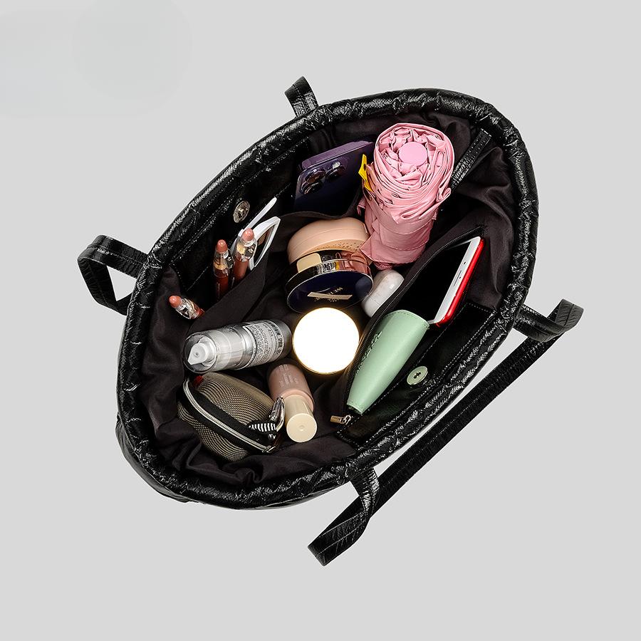 Женские сумки из хлопка с пухом, сумки через плечо большой емкости, модная глянцевая нейлоновая сумка-тоут из хлопка сэндвич