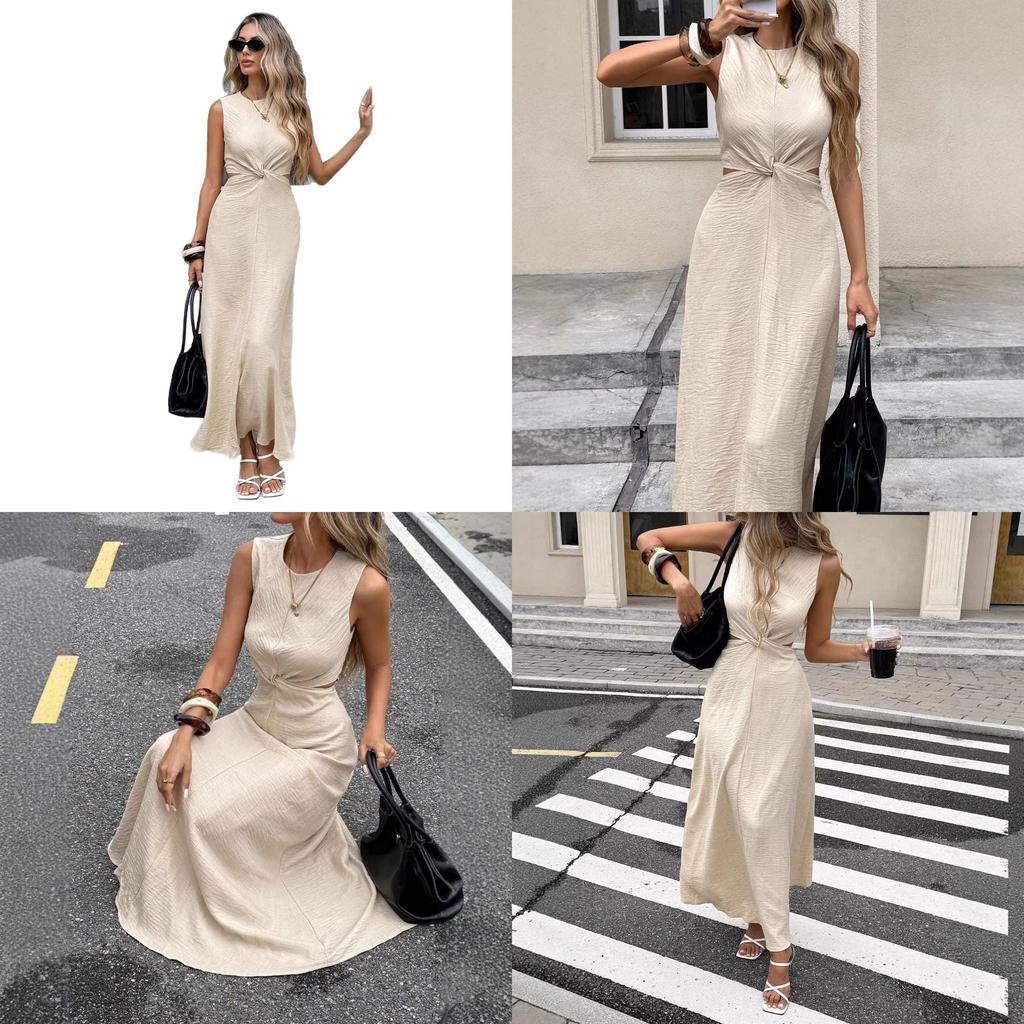 Summer Elegant Sleeveless Wrap Dress With High Waist For Casual And Business Wear