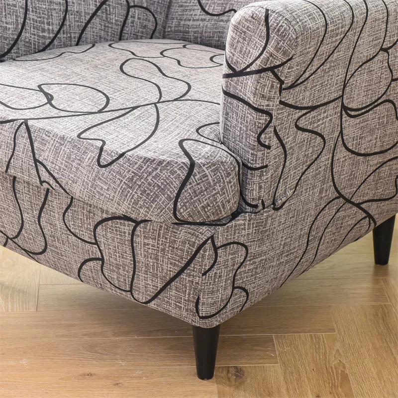 Stretch Wingback Chair Cover Printed Relax Wing Armchair Protector Covers Slipcover with Seat Cushion Cover for Living Room