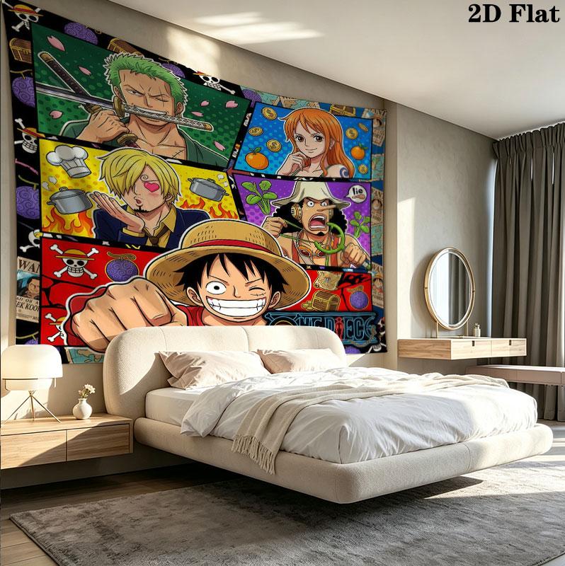 Настенное панно One Piece Эстетичное настенное украшение Печатная тканевая покрывало Декоративные панно для спальни гостиной Домашний декор