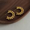 French retro Spanish niche design exaggerated fashion beads c ring electroplated 11K gold premium earrings ears