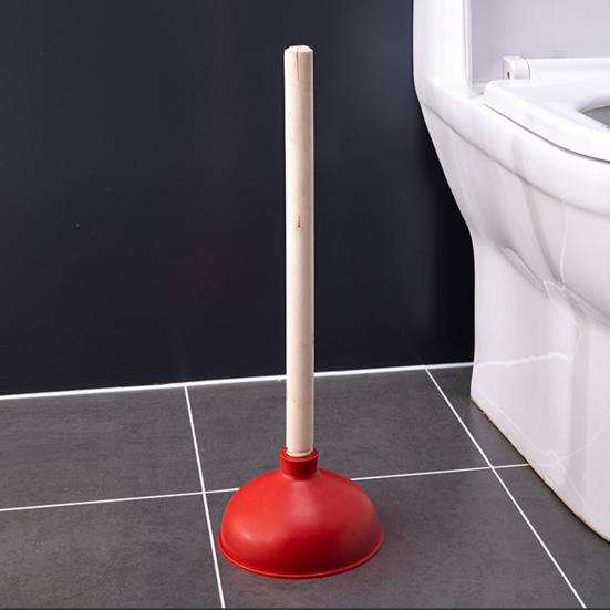 Сливной кран для унитаза с усиленной чашкой из резины и длинной деревянной ручкой для унитаза