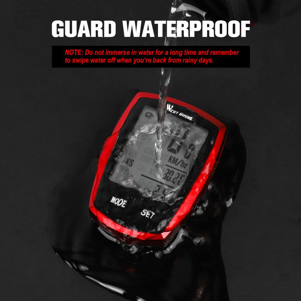 WEST BIKING Bike Computer Wireless Wired Speedometer Odometer Waterproof LCD Backlight Cycling MTB Bicycle Computer Stopwatch2
