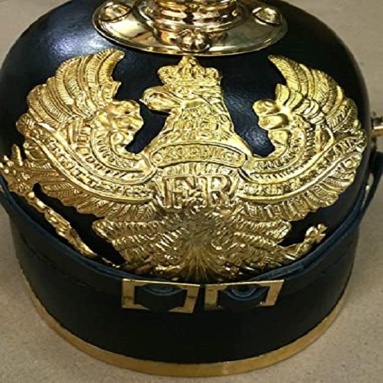 Кожаный Pickelhaube Имперский Прусский Шлем Латунный Военный Офицер Шипастый Мужской Костюм
