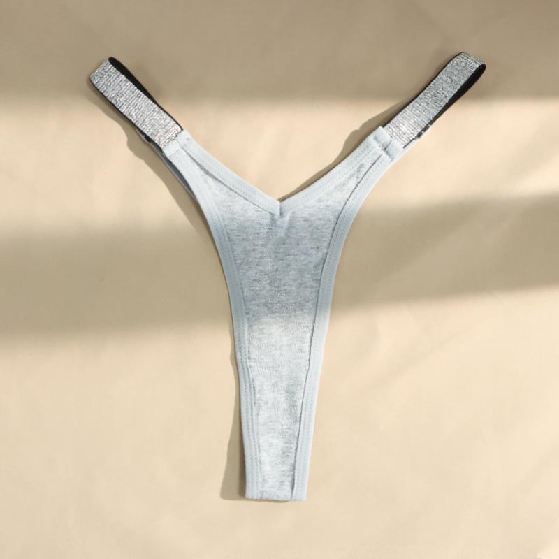 Women's V Low Waist Glitter Thongs Sexy Stars Silver Silk Bikini Panties 6 Colors G-string Underwear
