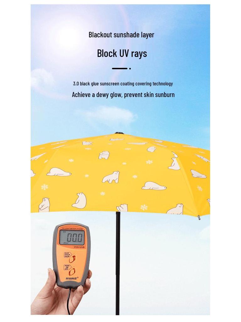 Cartoon Print Dual-Use Folding Sunshade Umbrella - UV Protection and Rainy Day Use