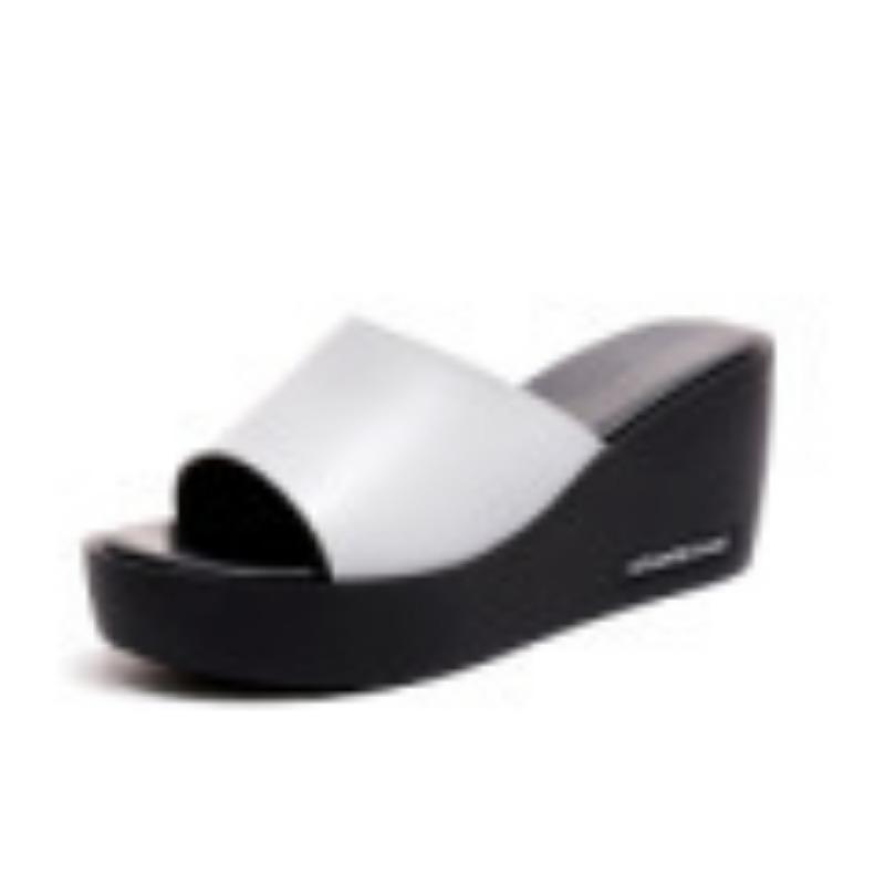 Босоножки на толстой подошве на танкетке с открытым носком, женские, на одной перемычке, нескользящие шлепанцы на подошве-маффин, женские