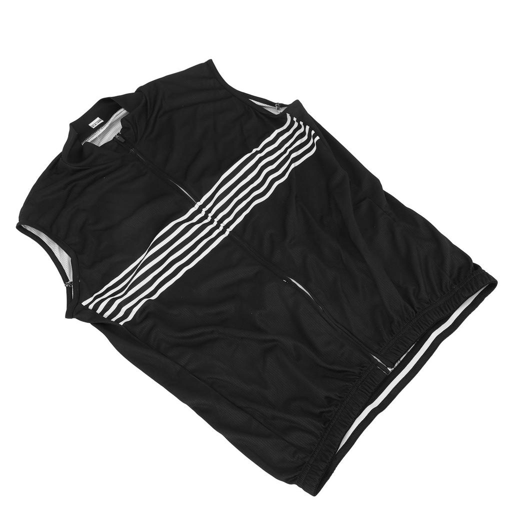 Cycling Vest Breathable Quick Drying Full Zip Outdoor Sports Sleeveless Road Bike Clothing for Running Black XXXL Size
