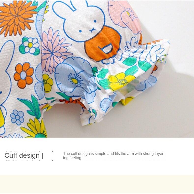 Платье для девочек, новая летняя детская одежда, платье для девочек с отворотами и мультяшным принтом