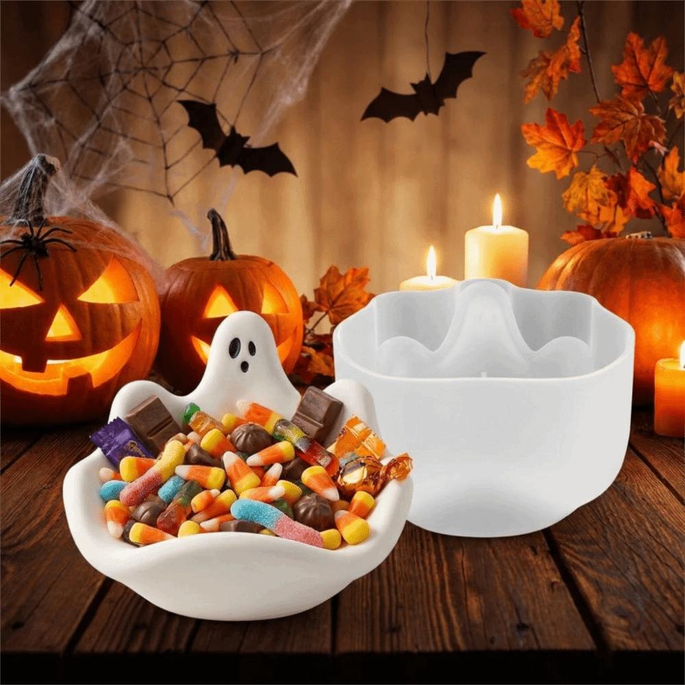 Soft Silicone Ghost Storage Bowl Mold Non-Stick Jewelry Storage Tray Mold Drip Glue Mold Halloween