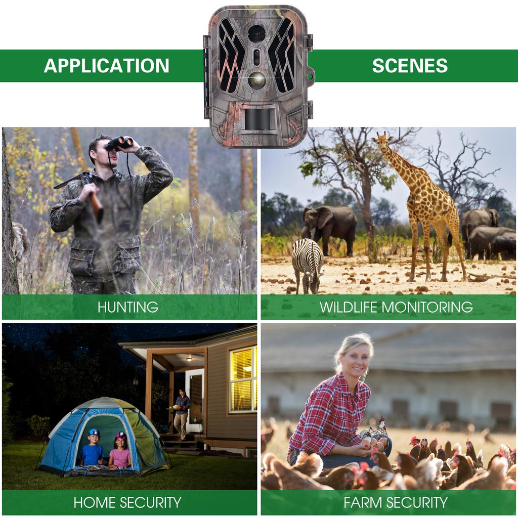 Dual Lens Trail Camera 36MP 4K Motion Activated Wildlife Hunting Camera No Glow Night Vision